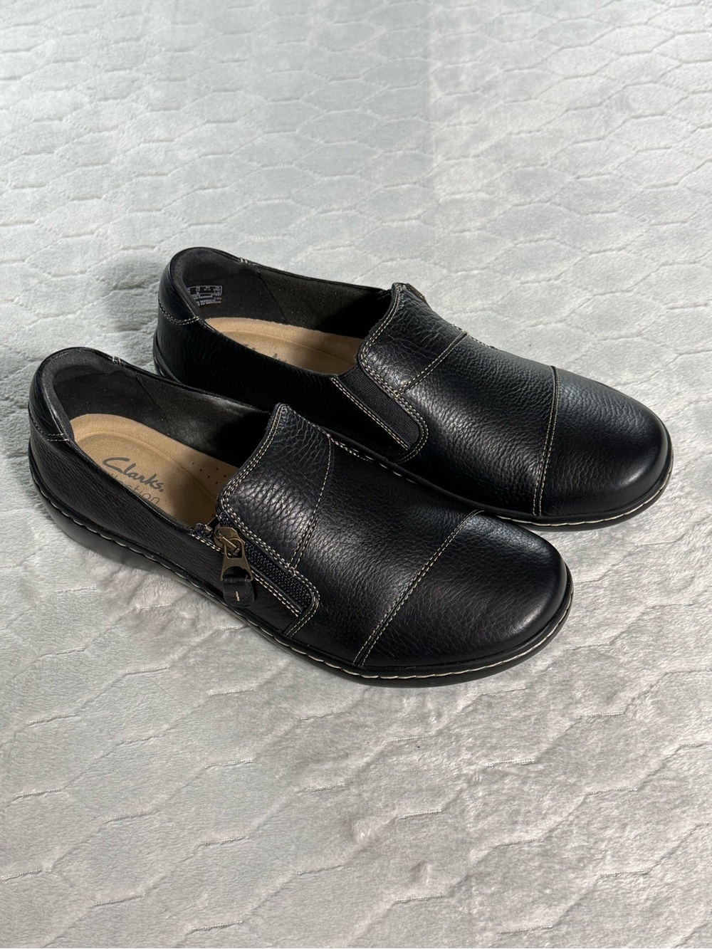 Clarks Collection Ultimate Comfort Black Leather Slip On Shoes 10M